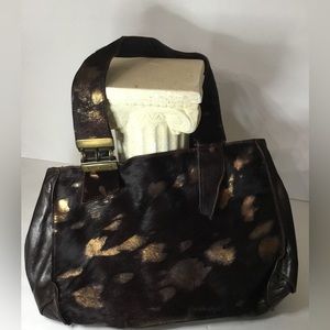 Marco Buggiani Animal Print Italian Leather Shoulder Bag